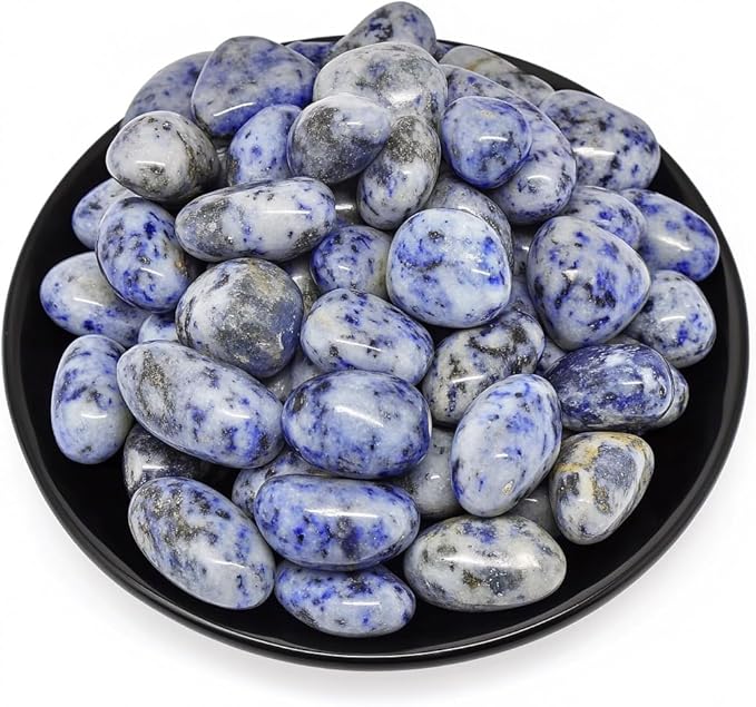 Blue Spot Jasper Healing Crystal Stone Set - 24 Pieces, 0.6" Natural & Polished Stones for Healing, Meditation, Reiki, Chakra, Crafting & Decoration