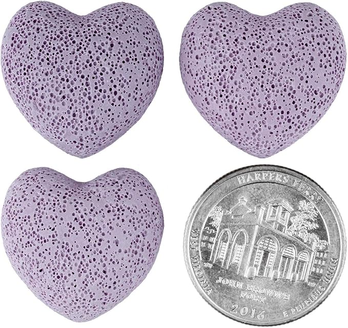 rockcloud Purple Lava Rock Stone Heart Shape Pocket Stones Dyed Lava Rocks Aromatherapy Essential Oil Diffuser Set, 0.9 Inch, 10 Pcs