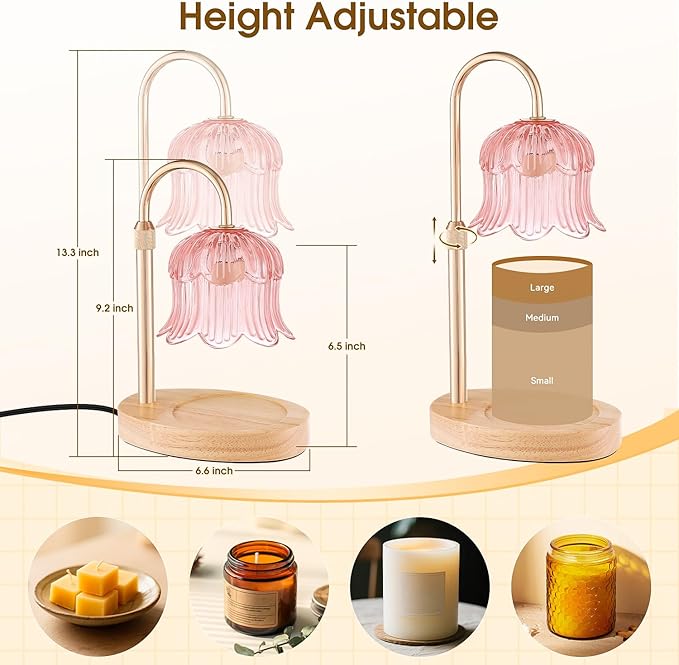 Candle Warmer Lamp Adjustable Timer Electric－Pink Flower Wax lamp