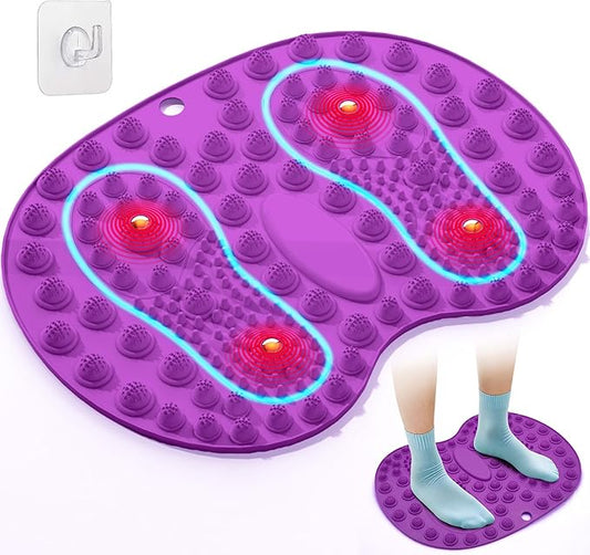 Foot Massage Mat, Big Foot Reflexology Mat with Magnetic Therapy, Foot-Shaped Acupressure Mat for Feet Relaxation, Under Desk Mat Pressure Point Mat for Pain, Fatigue and Stress Relief(Purple)