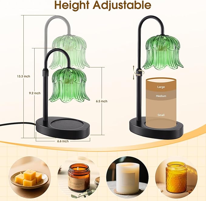 Candle Warmer Lamp Adjustable Timer Electric－Green Flower-Shaped Wax lamp