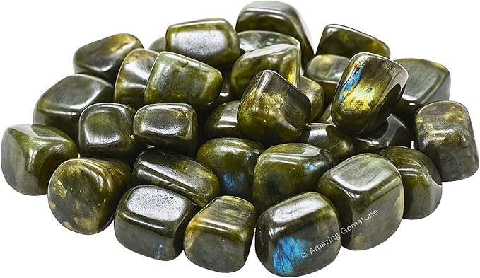 Amazing Gemstone Labradorite Crystals and Healing Stones Tumbled - 1 oz Labradorite Stone Gem Stones, Natural Healing Stones for Energy Balance, Stress Relief - Premium Polished Gems Rocks