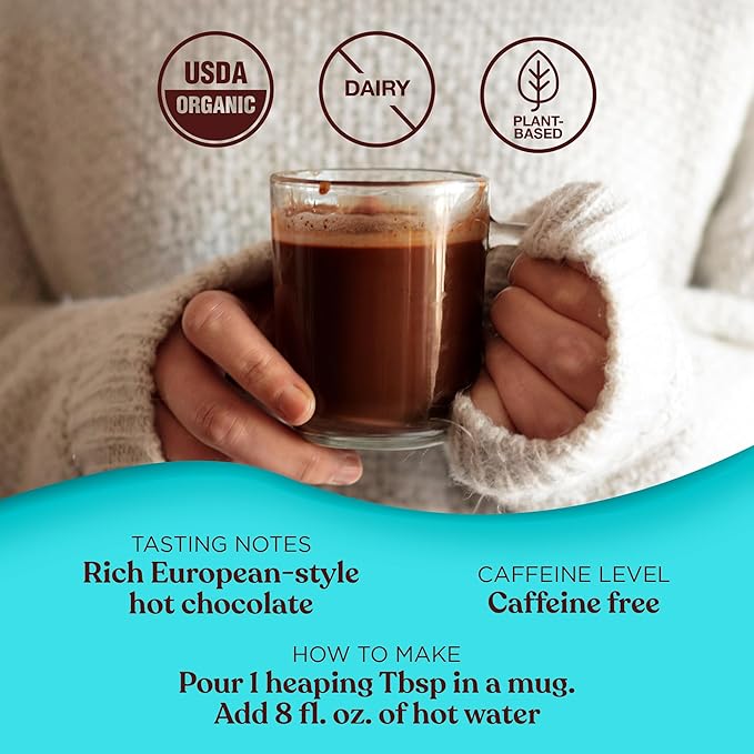 Four Sigmatic Calm Mushroom Cocoa Mix | Organic Dark Hot Cocoa Mix with Reishi Mushroom | Vegan, Dairy Free | 15 Servings