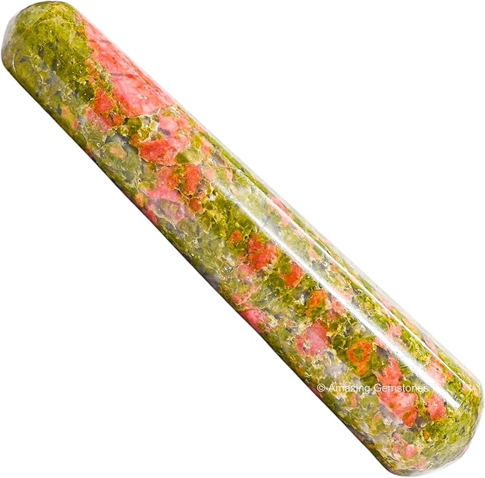 Amazing Gemstone Unakite Crystal Wand Massage Stick - Pelvic Wand Gua Sha for Adults - Crystals and Healing Stones Massage Wands for Adults Gifts (Smooth)