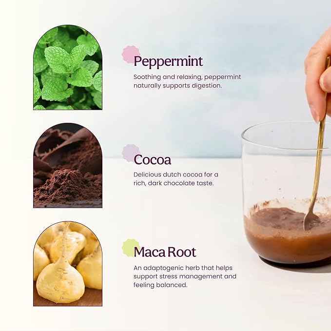 Blume Mint Cocoa Blend - Superfoods latte with Brain Boosting Adaptogen Organic Cacao - Keto Friendly & Vegan Hot Chocolate - 25 Servings