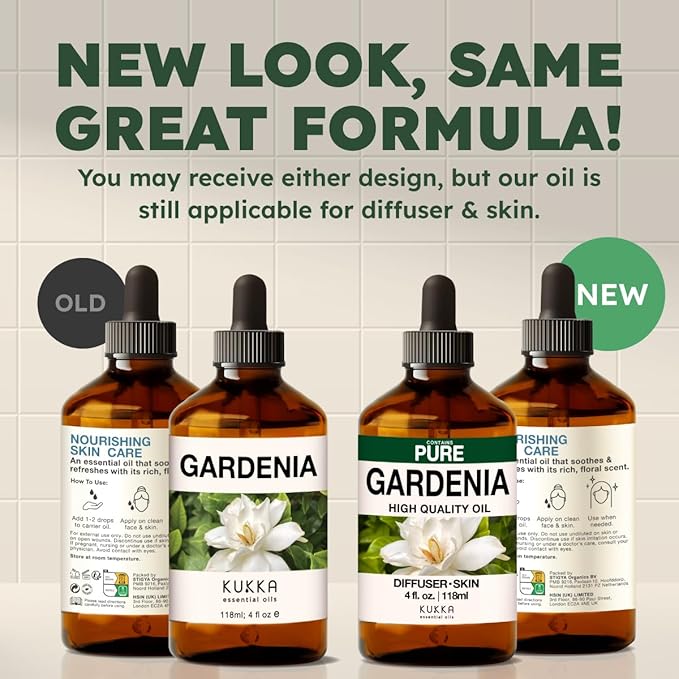 KUKKA Gardenia Essential Oils - 4 Fl Oz - for Hair, Skin, Diffuser, Aromatherapy & DIY Soap Making Scent