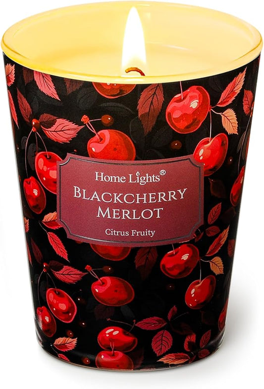 HomeLights Soy Wax Candles for Home Scented, 1-Wick Candles in Blackcherry Merlot Scented, Aromatherapy Candles Gift for Parties, Relaxing, Eclectic Mixed Styles, 6.7oz