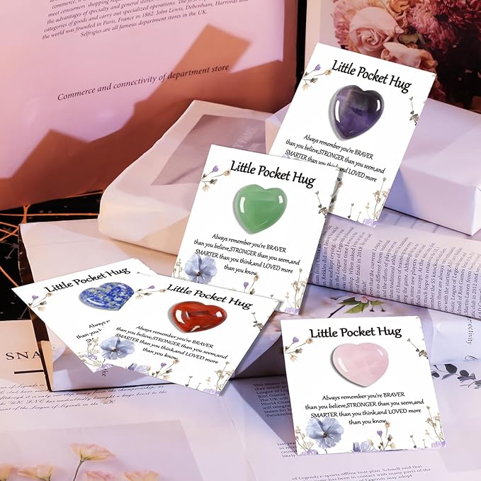 40 Sets Bulk Little Heart Rocks Worry Stones Pocket Hug Token Gift Card for Friends Funeral Celebration of Life Favors Encouragement Gifts for Women Adults Party Favors