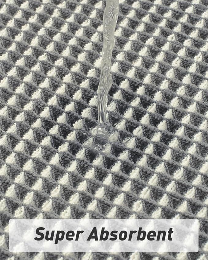 AMOAMI Upgraded Waffle Runner Rug Super Absorbent Non Slip Bath Mats for Bathroom Machine Washable Bathroom Runner Rug with Tassels, Ideal for Hallway Bedroom Laundry Room, 2' x 4', Darkgrey & Cream