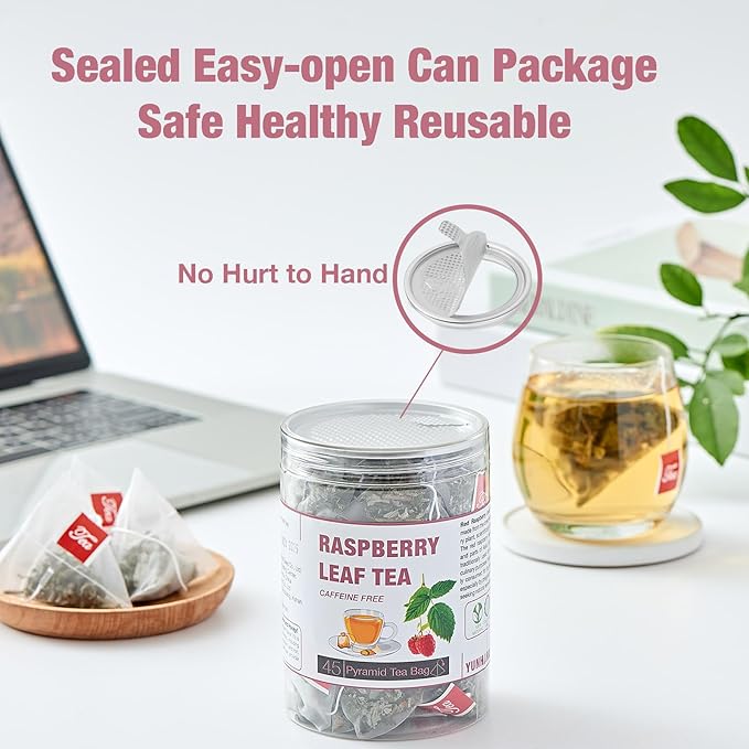 45 Red Raspberry Leaf Tea Bags| Pure Leaf Raspberry Tea Bags| Herbal Healthy Cycle Tea for Women| Non-GMO - Caffeine-free