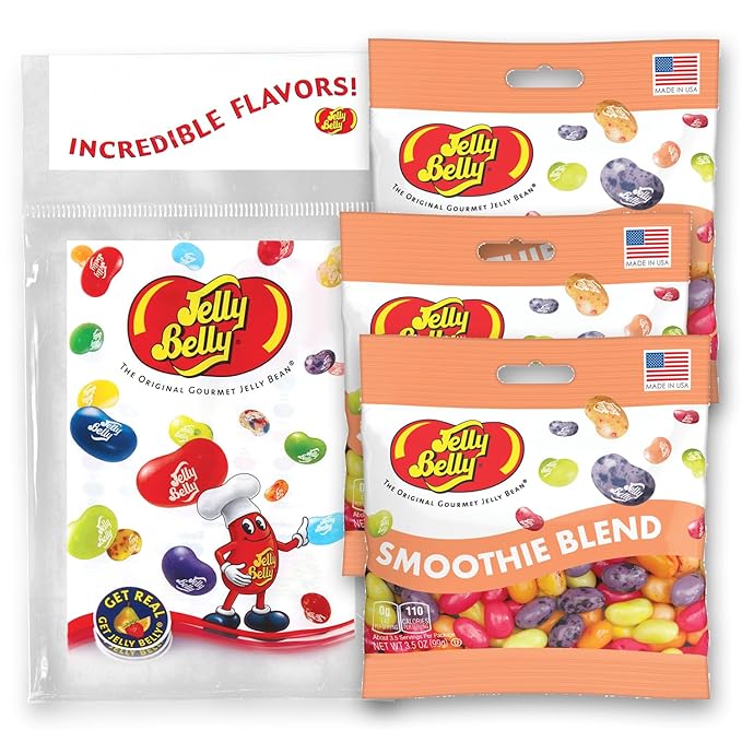 Jelly Belly Smoothie Blend Jelly Beans, 3.5 oz Grab & Go Bags - Pack of 3 sold in Jelly Belly Bag