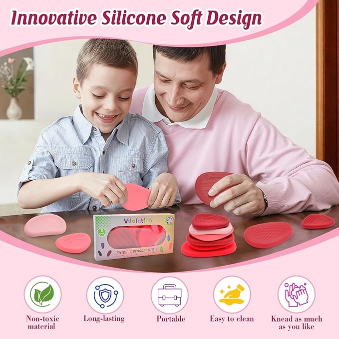 Fidget Toys Sensory Stones for Kids and Adults,6 PCS Texture Worry Stone for Anxiety Autism Teen Calm Down & ADHD Stress Relief,Quiet Fidgets for Classroom Small Prizes Gifts for Travel Toy