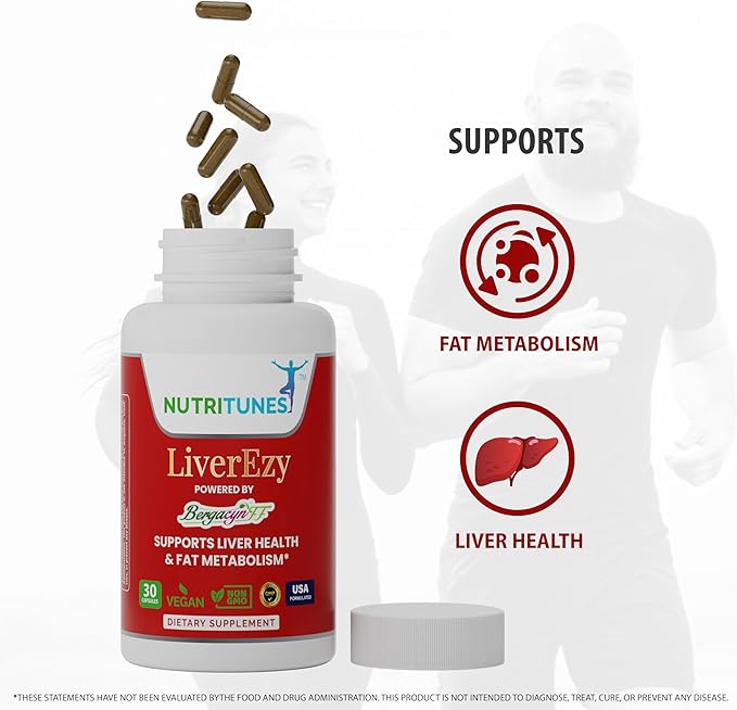 Liver Support Supplement–Supports Detox, Cleansing & Lipid Metabolism – with Bergacyn FF (Bergamot & Artichoke) – 30 LiverEzy Vegan Capsules