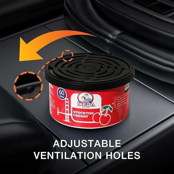 IKEDA Car Air Freshener & Car Odor Eliminator for Auto or Home,Office, 60 Days Long Lasting Scent Cans Freshener, 1.5 Oz Each, 4 Cans, Cherry