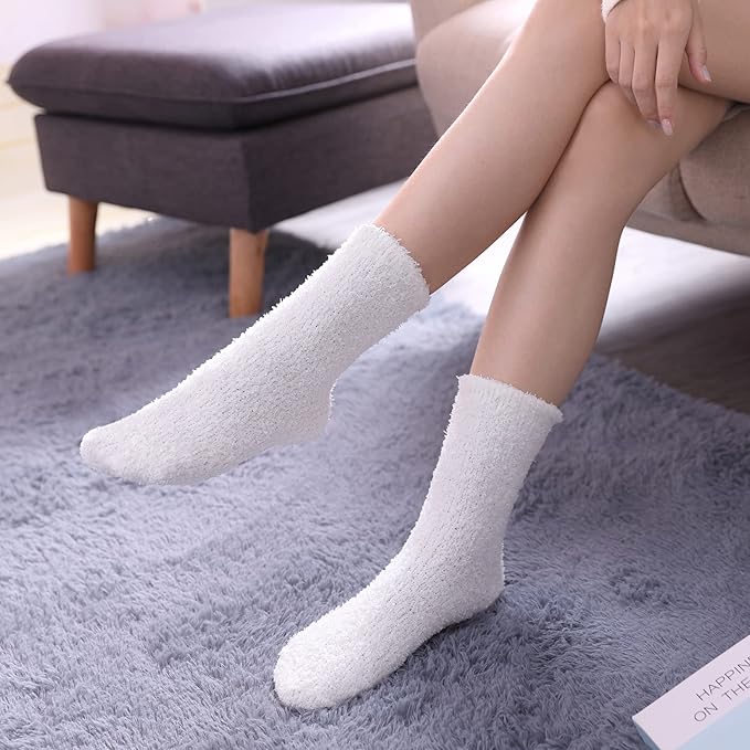 LINEMIN Womens Fuzzy Socks Cozy Fluffy Winter Warm Slipper Socks Microfiber Soft Home Sleeping Socks