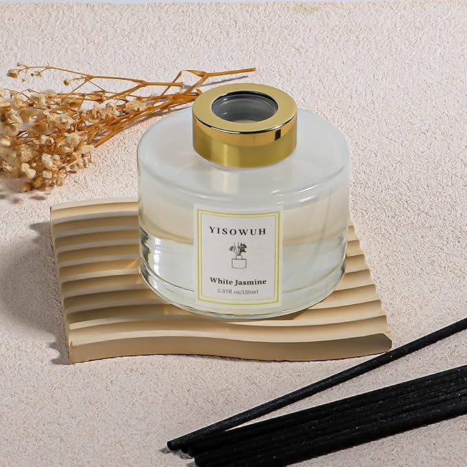 Reed Diffuser Set,5.07 fl oz (150 ml) - White Jasmine Oil Diffusers with 8 Reed Sticks,Home Fragrance Reed Diffuser for Bathroom Shelf Decor