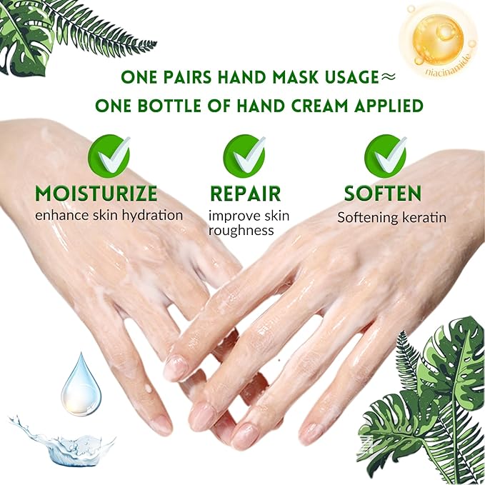 Foot Mask Hand Mask Christmas Gifts Hydrating Moisturizing 12 Packs Gloves & Socks Intensive Repairing Masks Peeling Mask for Women Dry Cracked Set Coconut Oil Tea Tree Extract Elitzia ETXJ2409