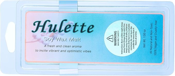 Hulette Cotton & Sea Salt Soy Wax Melts 5 Count, Green Chromotherapy Rectangles, Premium Handcrafted Aromatherapy Fragrance, Long-Lasting Non-Toxic Scented Wax, 4 Pack