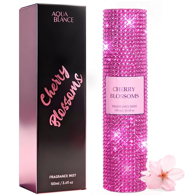 Body Spray for Women, Cherry Blossoms, Diamond embellished Fragrance Mist, 3.4 fl oz