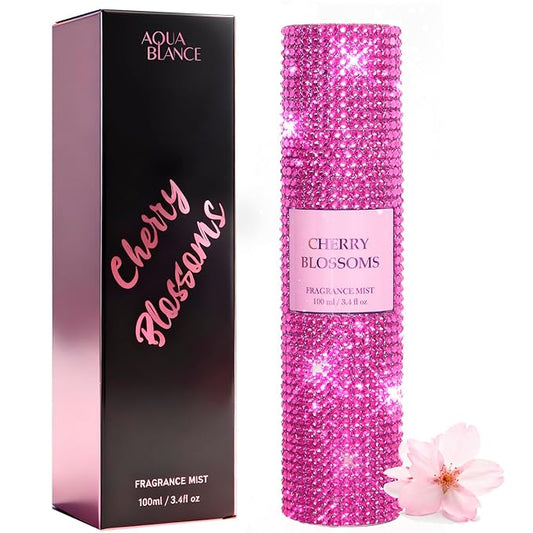Body Spray for Women, Cherry Blossoms, Diamond embellished Fragrance Mist, 3.4 fl oz