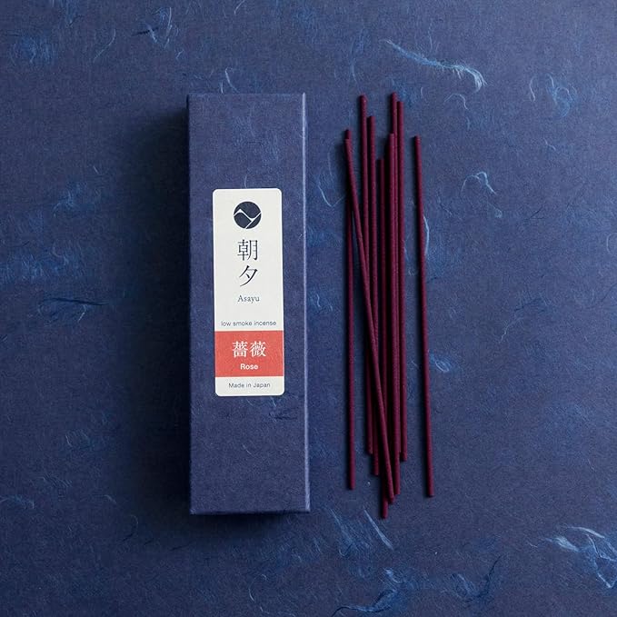 Asayu Japanese Low Smoke Rose Incense Sticks 20g Sample Size, 100% Made in Japan with Less Irritation, Non-Toxic Incense for Evening Relax, Yoga, Meditation or Mindfulness