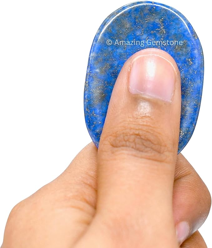 Amazing Gemstone Lapis Lazuli Worry Stone, Healing Crystals - Piedra Crystal Fidget for Gift, Meditation, Calming, Relaxation, Stress Relief