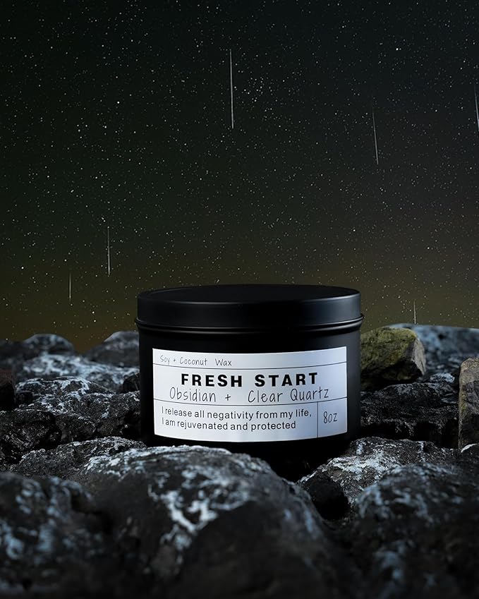 Crystal Candles, Healing Magic Candles, Mind-body Meditation Candles,Gifts to Encourage Women, New Job Gifts.(FRESH START)