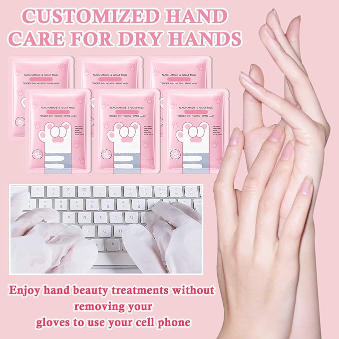 Hands Mask Moisturizing Gloves, 6PCS Hydrating Hand Peel Masks Exfoliating Gloves for Dry, Cracked, Rough, Aging Hands, Lightweight Soft Hands Mask Moisturizer Gift Set for Women Men (B)