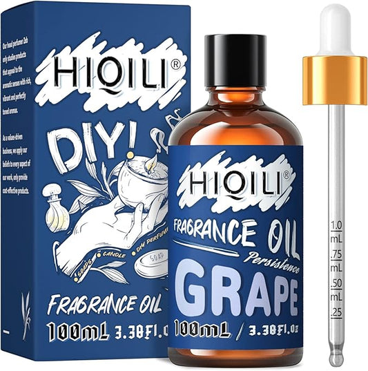 HIQILI Grape Scented Oil - Pure Fruit Fragrance Essential Oil for Candle Making, Diffuser, Lotion, Perfume, DIY, 3.38 Fl Oz Halloween Thanksgiving