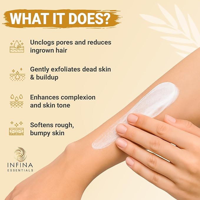 Exfoliating Body Scrub Polish 10 oz - Moisturizing & Hydrating Body Exfoliator with Kiwi & Rice Bran Extract – Gentle Cleansing Polish Scrub for Smooth & Nourished Skin by INFINA ESSENTIALS