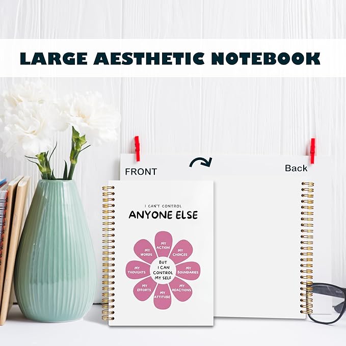 BearCake Notebook Journal, Blue Floral Notebook for Women,Journal for Women, Aesthetic Office Supplies Hardcover Spiral Notebook 5.5x8.3 641