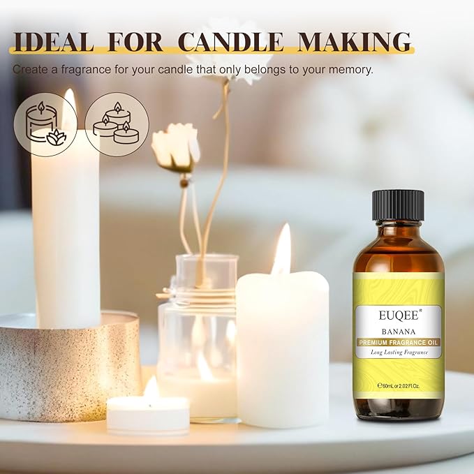 EUQEE 2.02 Fl oz Banana Fragrance Oil, Premium Fragrance Essential Oil with Glass Dropper for Diffuser, Soap Candle Making - 60ml