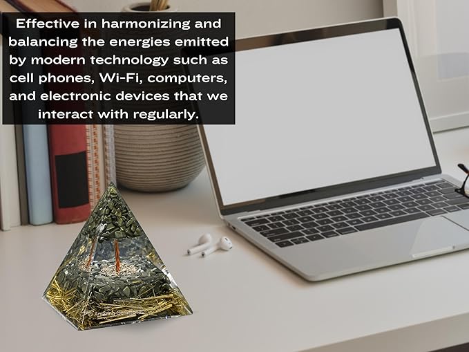 Amazing Gemstone Organite Orgone Pyramid Extra Large 105 MM - Orgone Energy Pyramid with Pyrite Crystals and Healing Stone - Orgonite Pyramids Crystals and Positive Energy