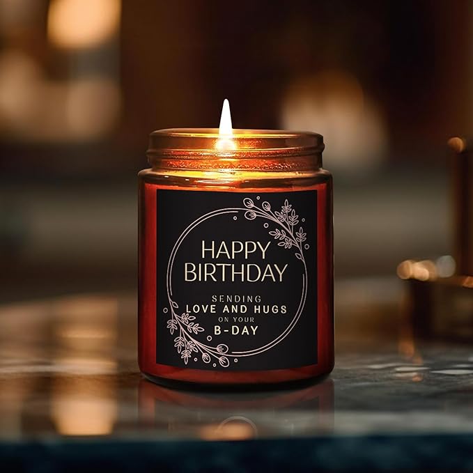 Birthday Gifts for Women Men - Sending Love Hugs Bday Candle for Her, Him, Best Friend - Happy Birthday Gifts for Mom Wife Girlfriend Aunt Sister Daughter - Jasmine Relaxing Soy Candle