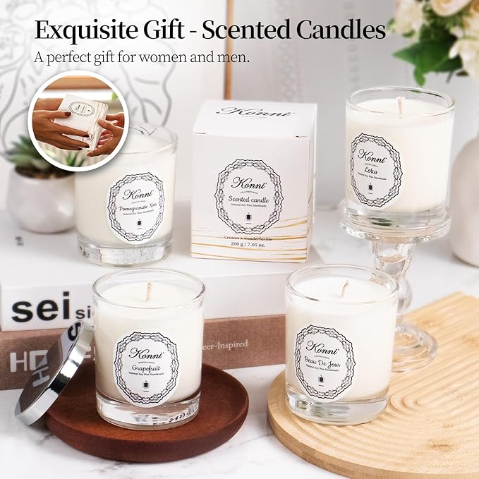 KONNI Scented Candles, Soy Candles, Aromatherapy Candle, Pomegranate Noir Scented Candle for Men Women, Soy Wax Candle, 7.05oz, Ideal for Creating Relaxing Ambience & Holiday Gifting