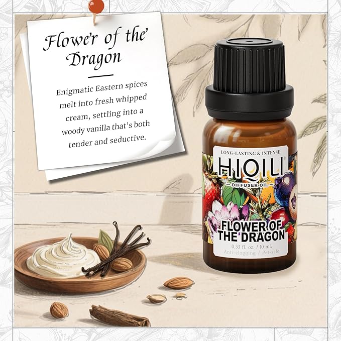 HIQILI Flower of The Dragon Diffuser Oil, Long-Lasting Refill for Humidifiers & Reed Diffusers, Hotel-Grade Scent, Suitable for Home Use - 0.34 Fl Oz