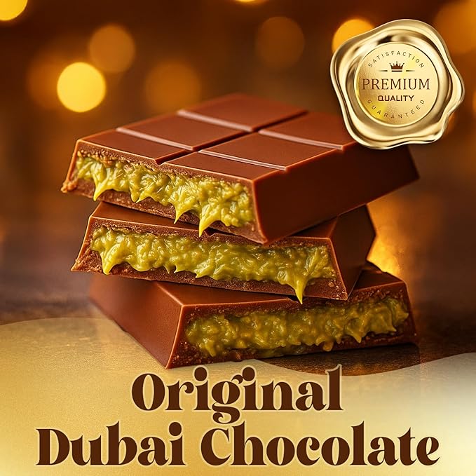 Dubai Kunafa Pistachio Chocolate Bar, 7 oz – Crispy Knafeh Layers with Pistachio Paste, Gourmet Dessert Gift