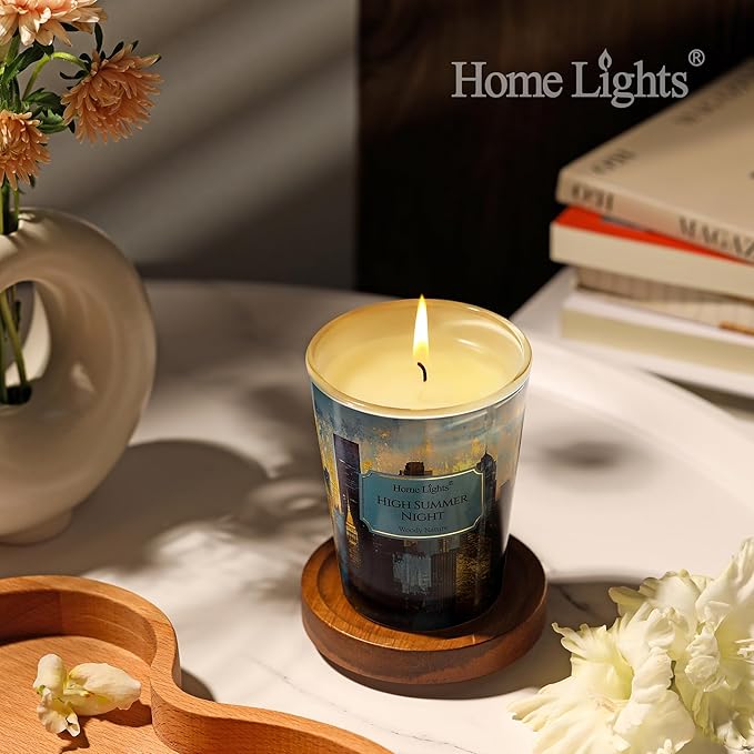 HomeLights High Summer Night Scented Candles | 6.7oz Soy Candles Industrial Chic Large Candle Jars | Ideal Candle Gifts for Events, Home Decor Stress, Relief & Relaxation