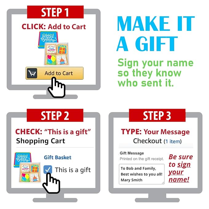 Happy Birthday Cookies 4 PACK Gift Basket for Kids Men Women | Decorated Sugar Cookie Gift Box | Individually Wrapped Party Favors Nut Free (Birthday, Standard Box)