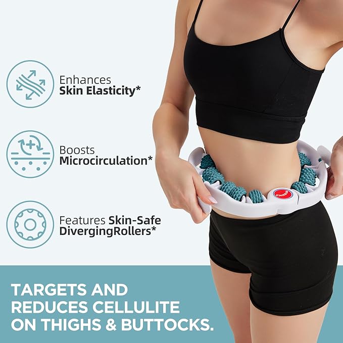 Cellulite Massage Tool Muscle Roller - Deep Fascia Massager & Dimpled Skin Remover for Legs, Thighs & Buttocks - Anti-Cellulite Roller, Smooth Skin, Pain Reliefs (Green)