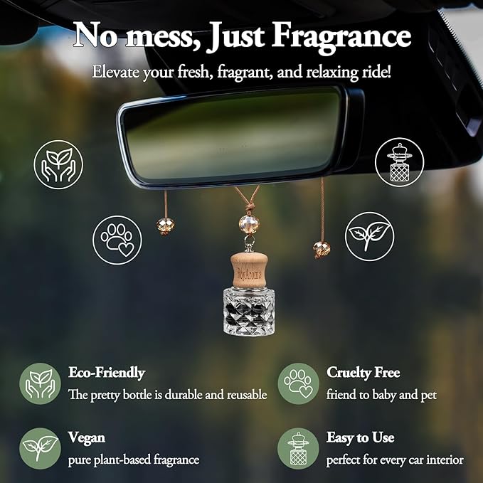 Long Lasting Hanging Car Freshener, 2-Pack Natural Oil Diffuser for Home Car Office, Plant-Based Scent, Non-Toxic & Easy to Use | Jasmine