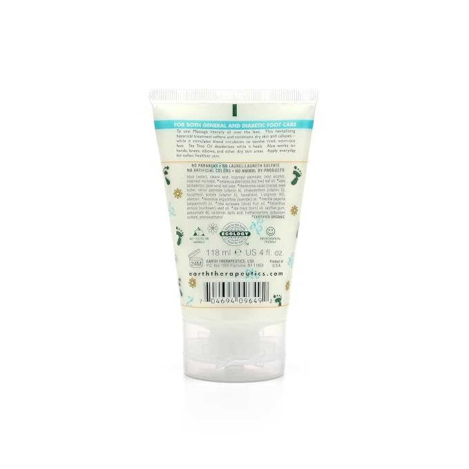 Earth Therapeutics Tea Tree Oil Foot Balm – Australian Tea Tree Oil with Aloe Vera & Chamomile – Hydrates, Softens & Conditions Dry Cracked Feet, Heel & Calluses – Soothe Irritated Skin ~ 4 Oz