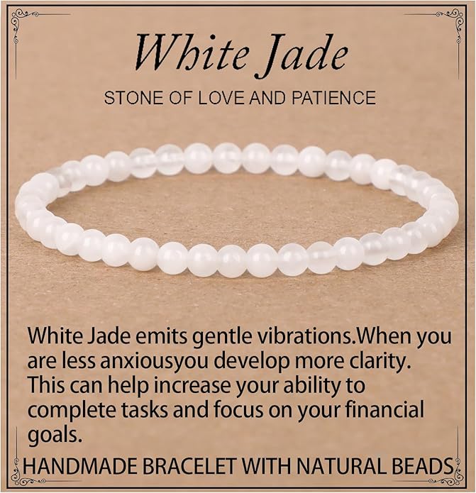 LPBeads Handmade Natural Gemstone Stretch Elastic Bracelet Healing Crystal Round Stone Beads Jewelry Gifts for Women Men