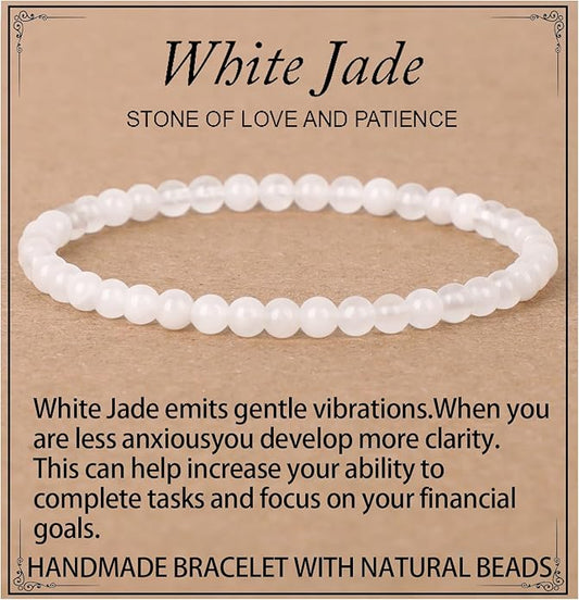 LPBeads Handmade Natural Gemstone Stretch Elastic Bracelet Healing Crystal Round Stone Beads Jewelry Gifts for Women Men