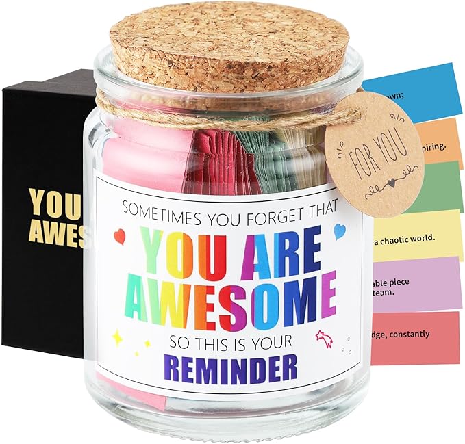 You are Awesome Jar-Motivational Positive Affirmation Cards,Self Care Thoughtful Encouragement Inspirational Gifts for Women Men Teen Girls Daughter Son Friends Coworker,Thank You Appreciation Gifts