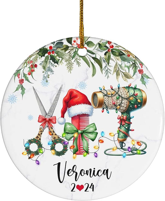 FLOCHIL Personalized Hairstylist Ornament, Custom Hairapist with Name, Hairdresser Ornaments for Christmas Tree, Gifts