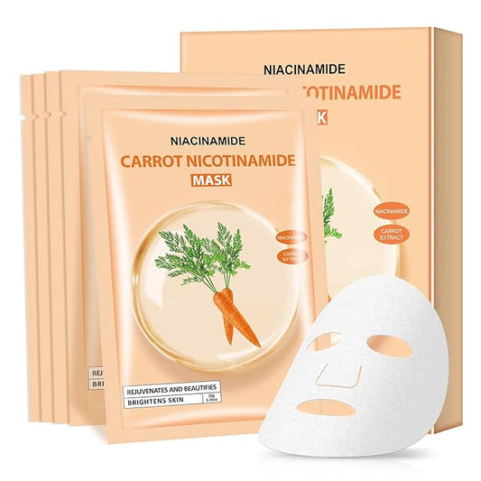 Carrot Nicotinamide Facial Mask for Women,Hydrating Face Mask Sheet Home SPA,Moisturizing Face Sheet Mask for Dry,Oily,Sensitive Skin 30ml（5Pack）