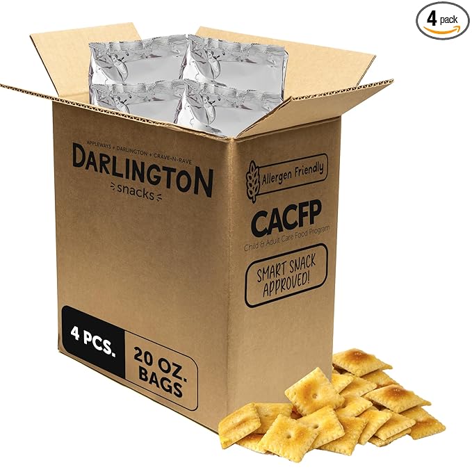 Appleways Cheddar Cheese Crackers, All-Natural Whole Grain Cheese Crisps, Healthy Crispy Cheese Snack, Kosher Certified, Made in USA, 4 Large Packs, 20 Oz