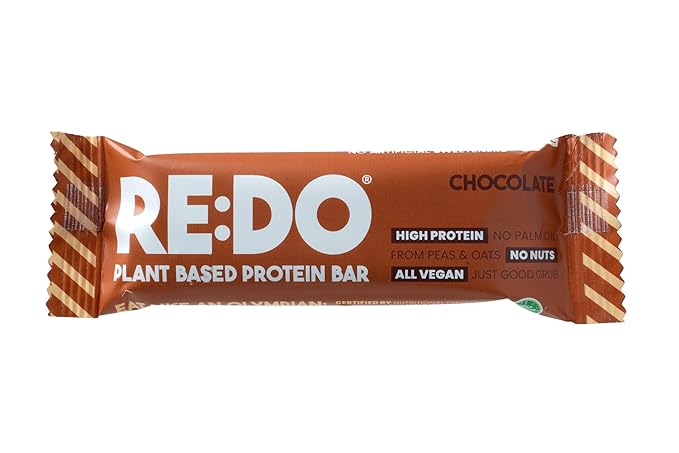 RE:DO Plant based Protein Bars I Swedish Chocolate 2.1oz bars I 12g Vegan Protein, Nutrition Protein Bars I High Protein Recovery Bars, No Palm oil I (9 count) (Large, Chocolate)
