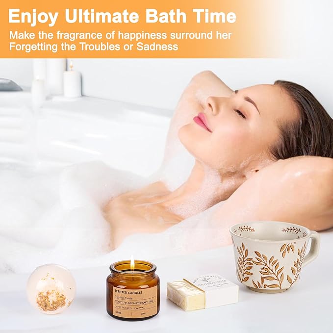 Get Well Soon Gift Baskets for Women, Recovery Care Package with Handmade Soy Candles & Coffee Mug, Inspirational Thinking of You Gift Sympathy Comfort Feel Better Gift After Surgery